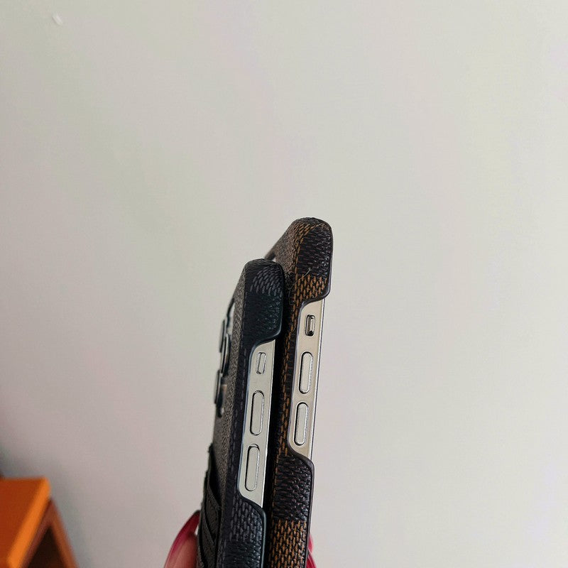 Capa de iPhone clássica com bolsa de cartão luxuosa