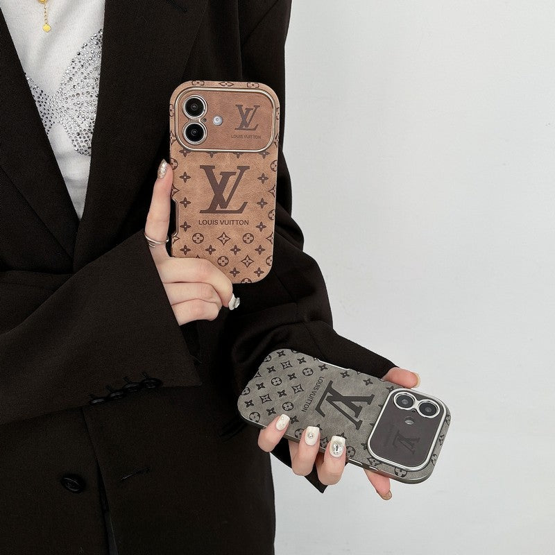 Luksus Brun & Svart Farge Leather iPhone-deksel