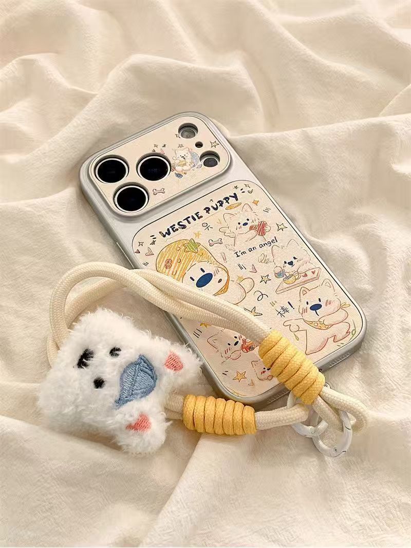 Graffiti Dog iPhone Case with Strap – Cute Shockproof Soft Cover
