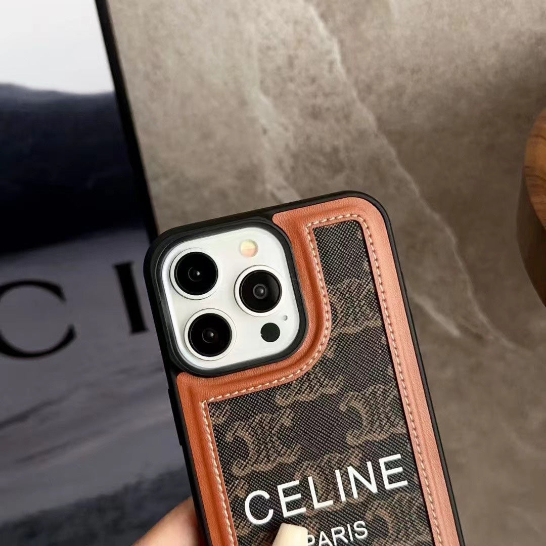 Capa Celine preta para iPhone com alça-SZ231124
