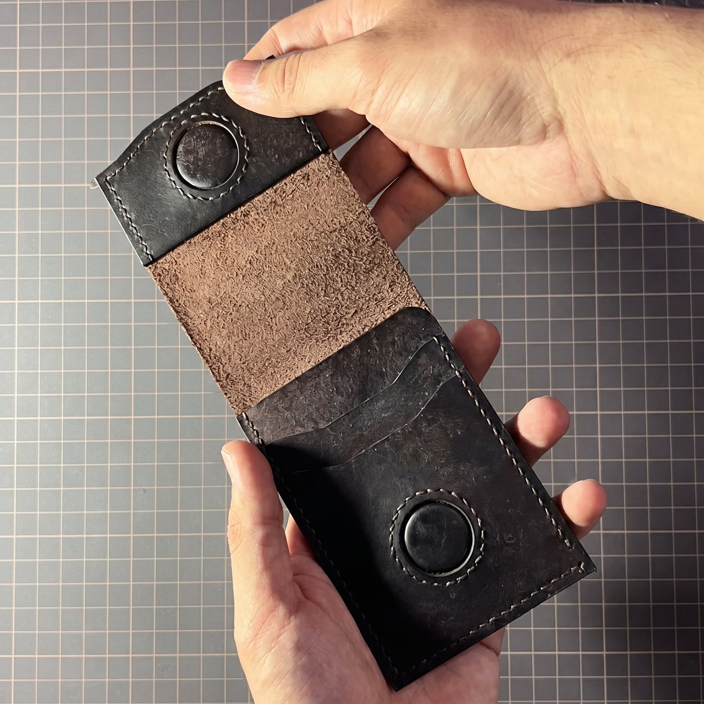 Vintage Handcrafted Full-Grain Leather Snap Wallet