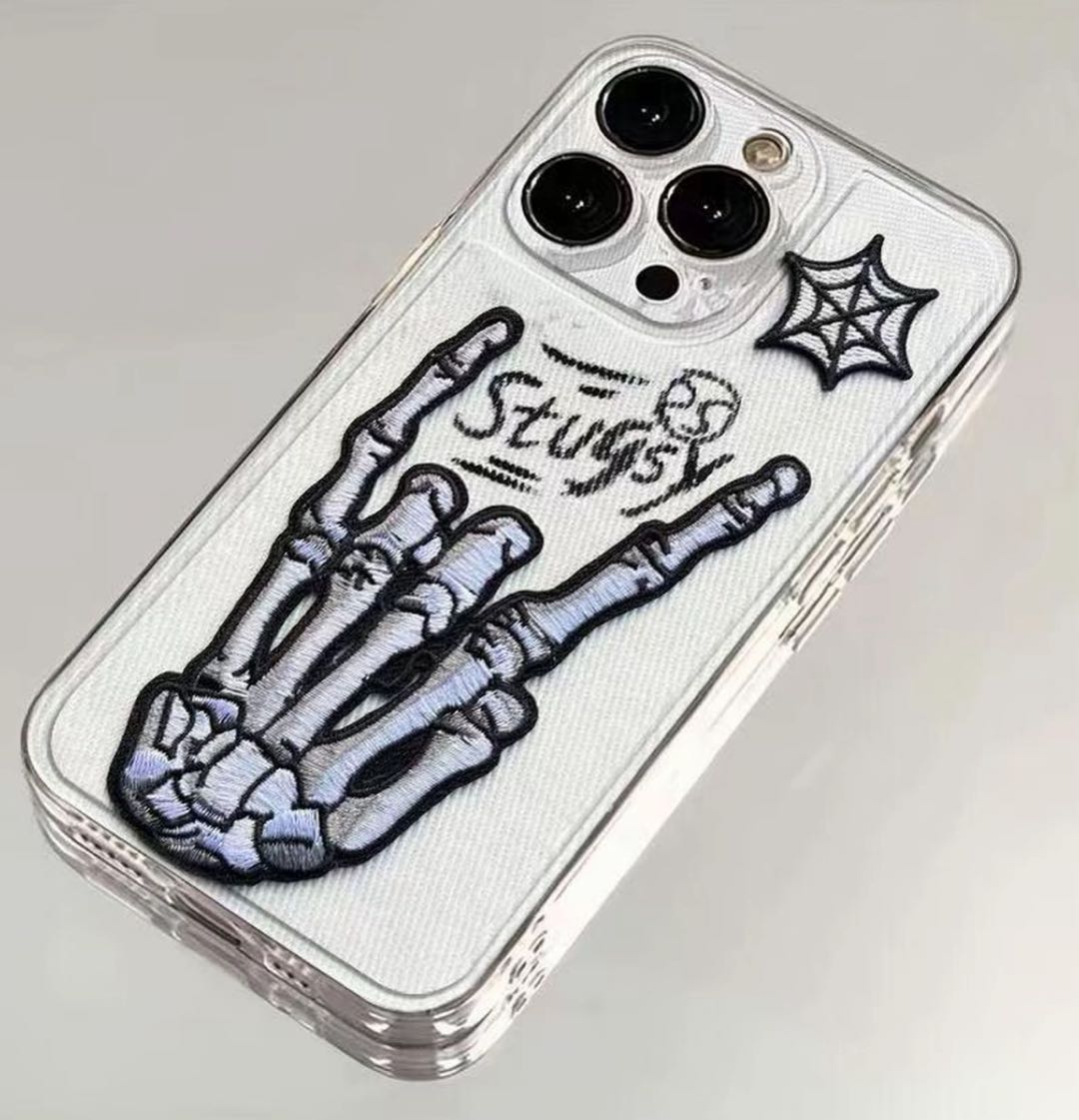 Gothic Skeleton Embroidered Phone iphone 17 Case