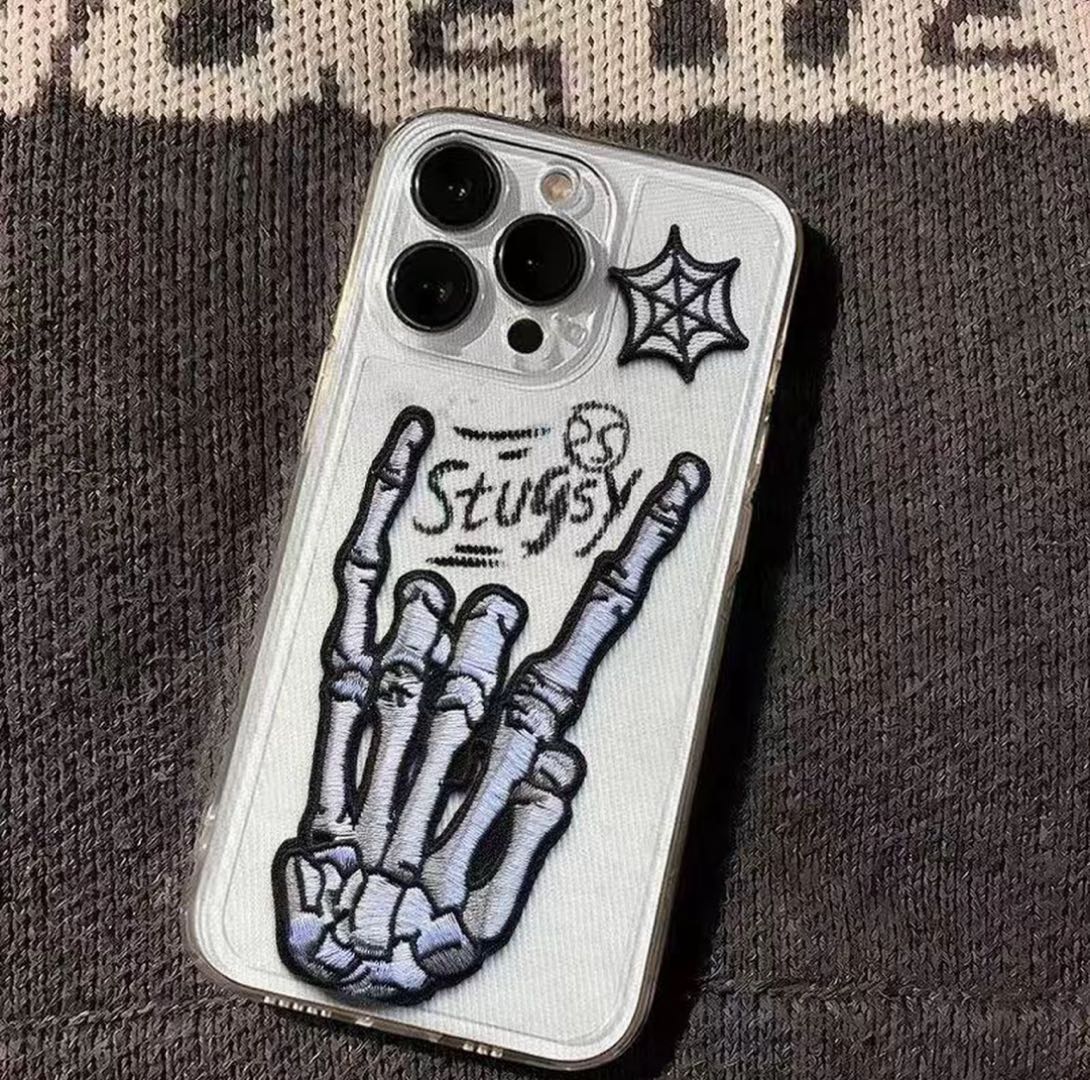 Gothic Skeleton Embroidered Phone iphone 17 Case