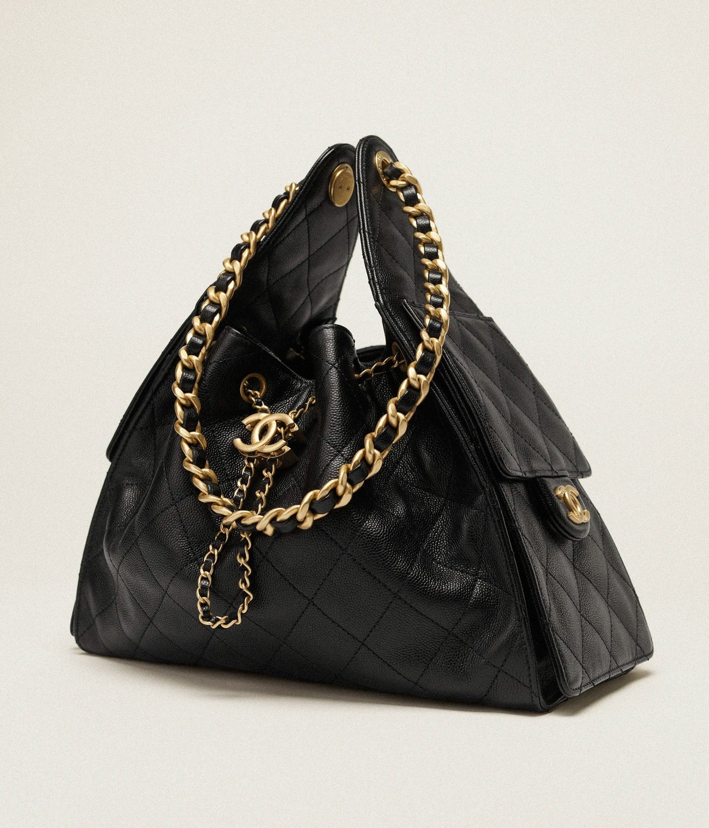 CC 25 Small Handbag Grained Calfskin & Gold-Tone Metal Bag