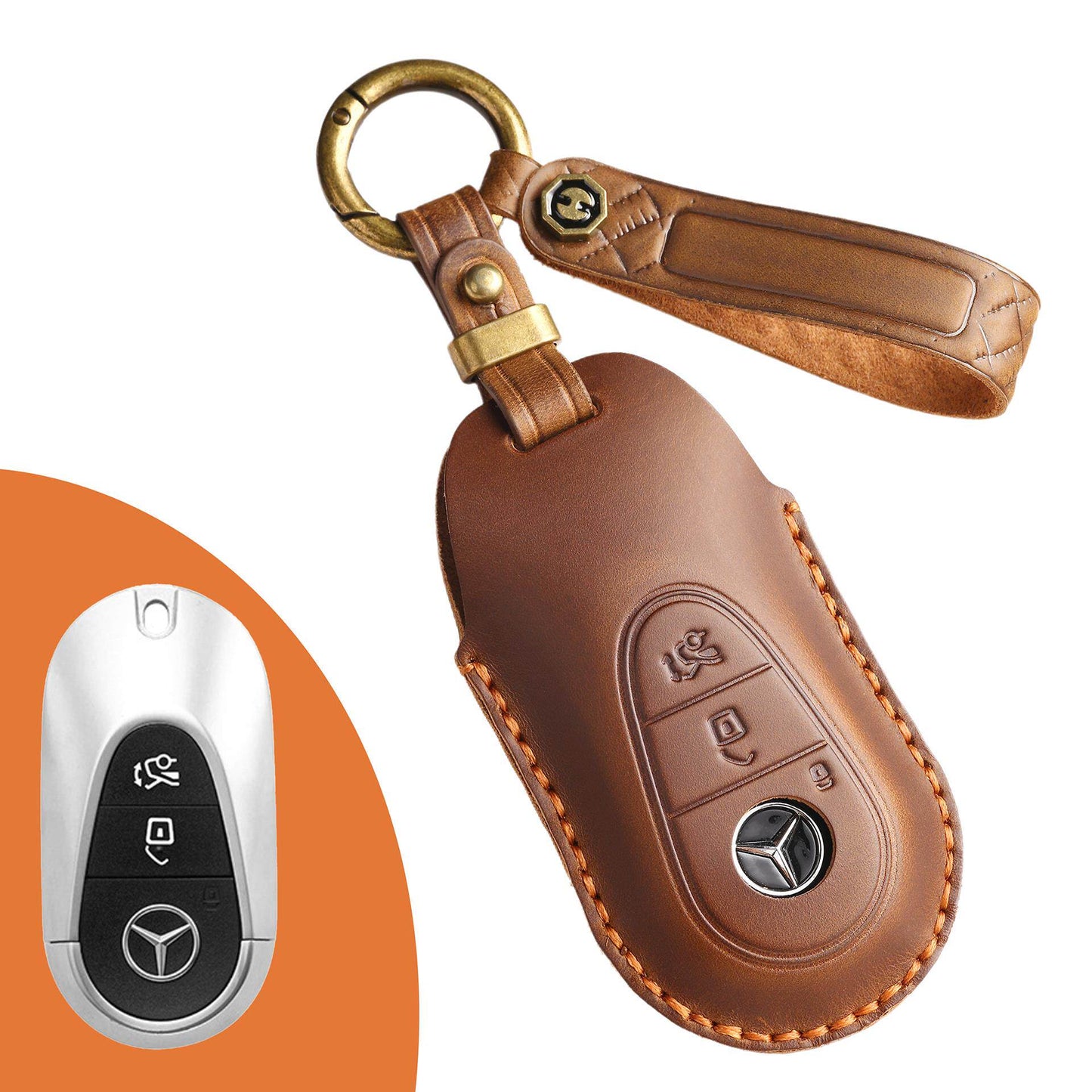 KAKAVY Top Grain Leather Mercedes Key Case detail image 17