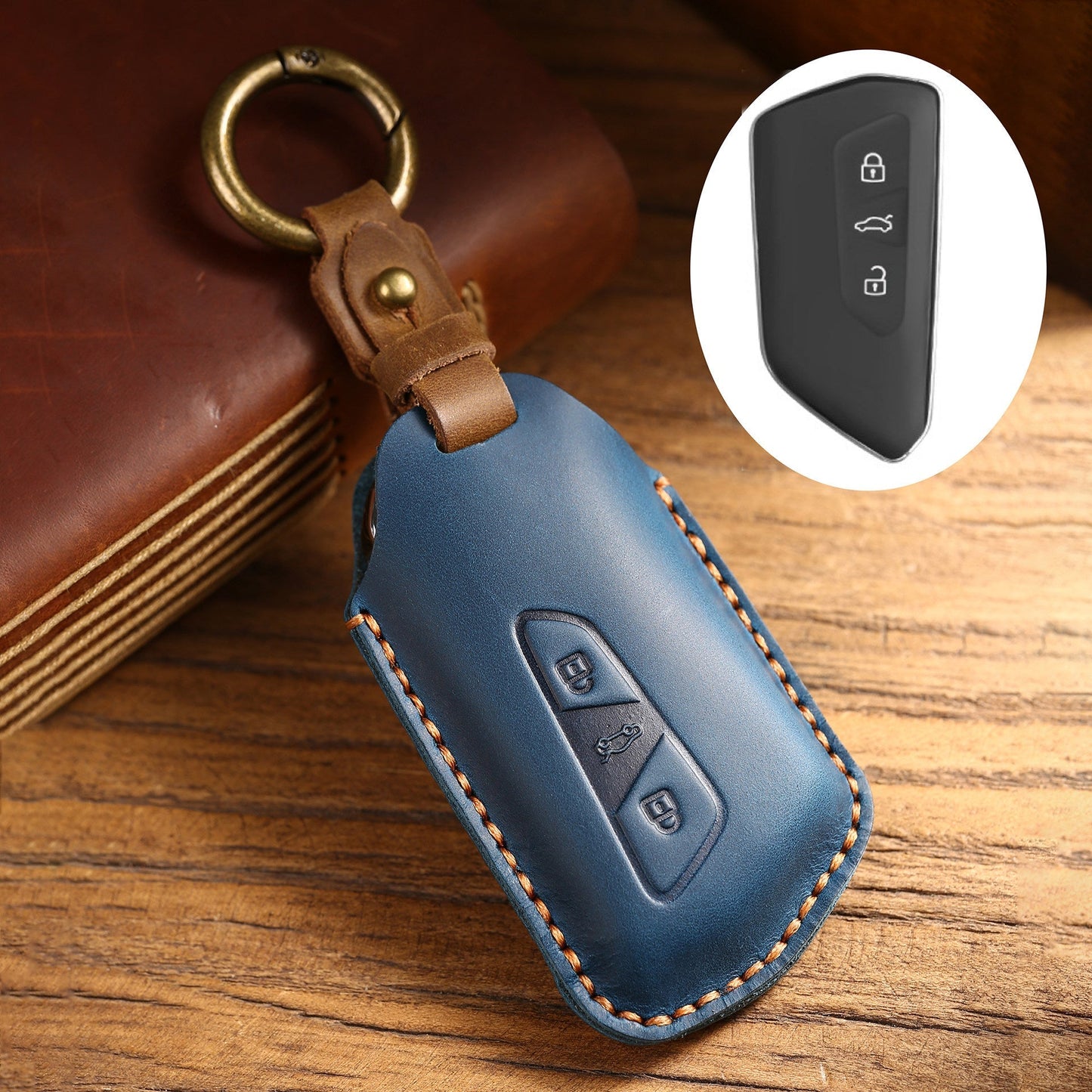 KAKAVY Top Grain Leather Volkswagen key Case detail image 17