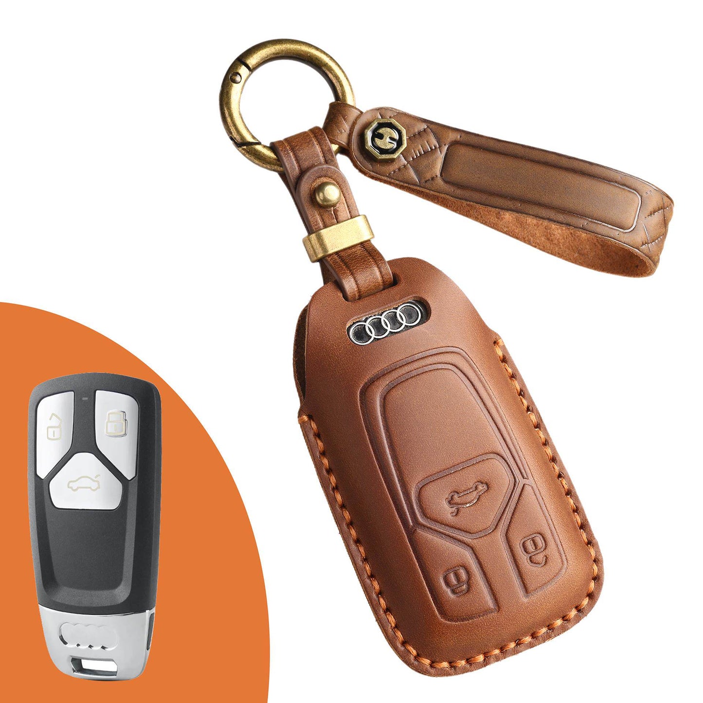 KAKAVY Top Grain Leather Audi Key Case detail image 7