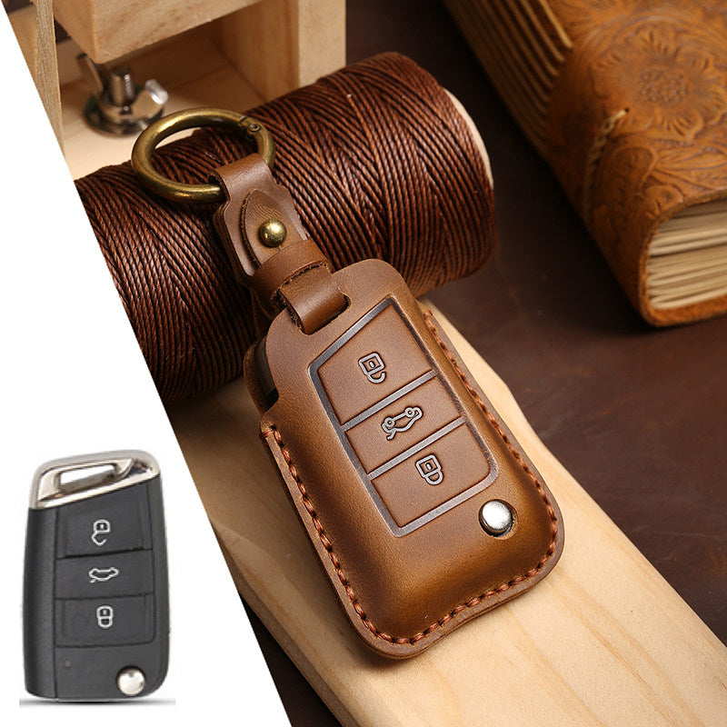 KAKAVY Top Grain Leather Volkswagen key Case detail image 8