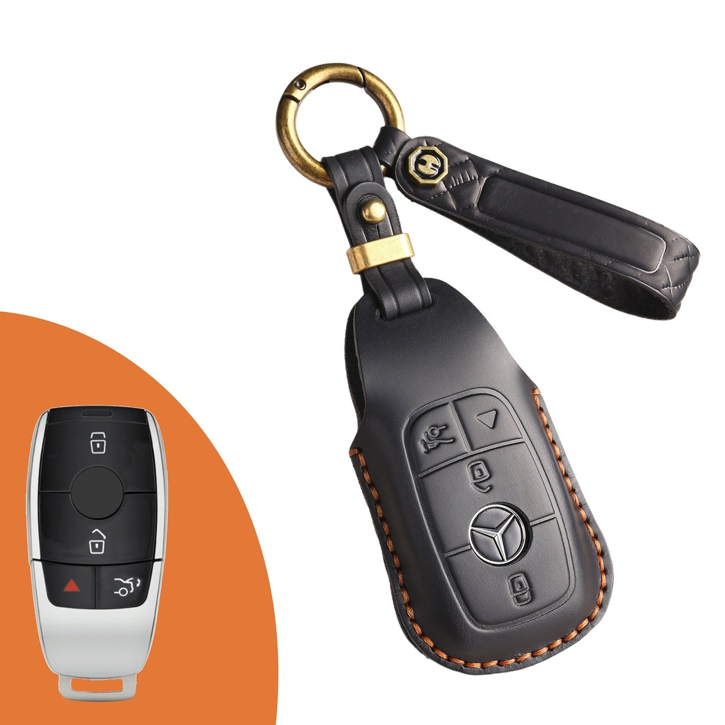 KAKAVY Top Grain Leather Mercedes Key Case detail image 13