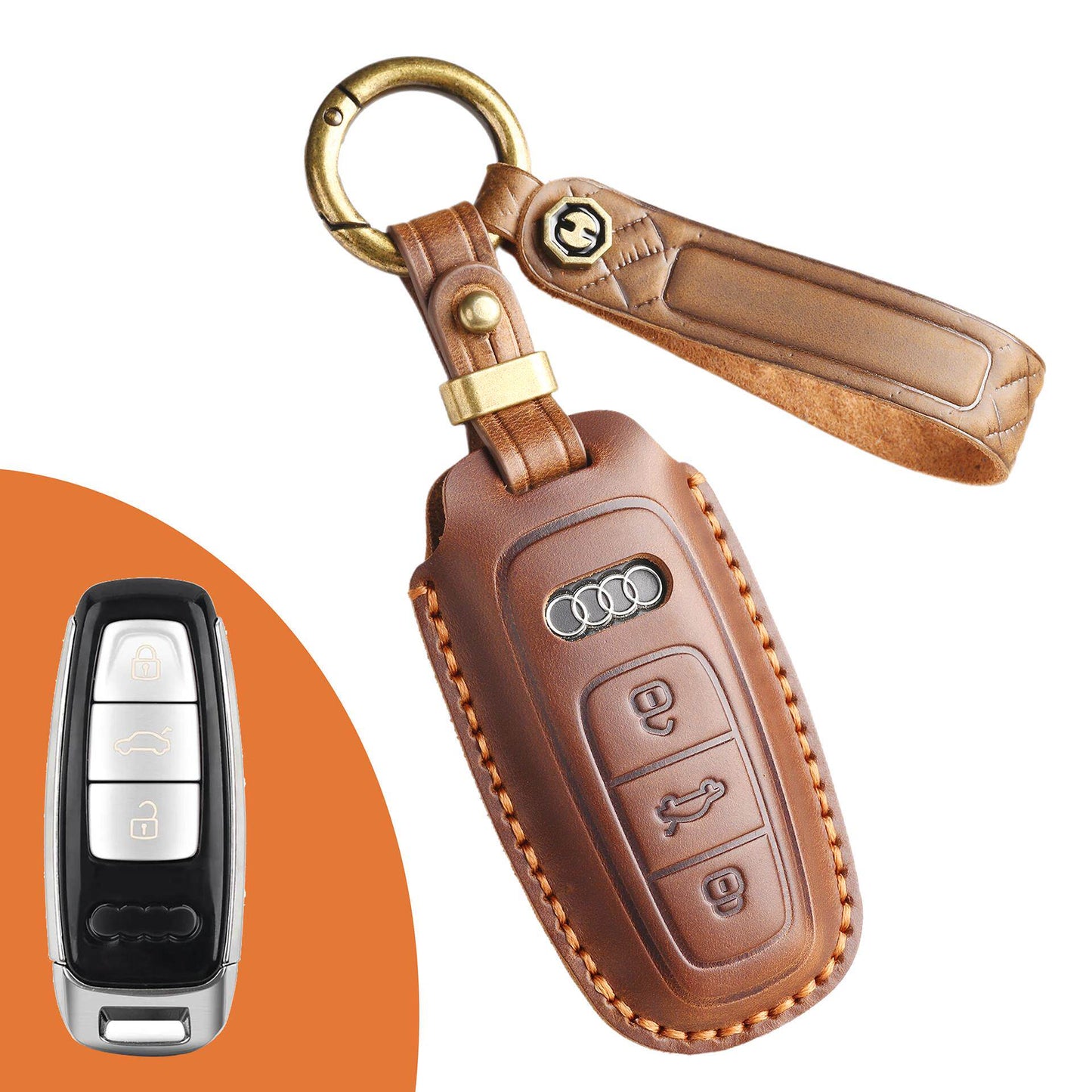 KAKAVY Top Grain Leather Audi Key Case detail image 12