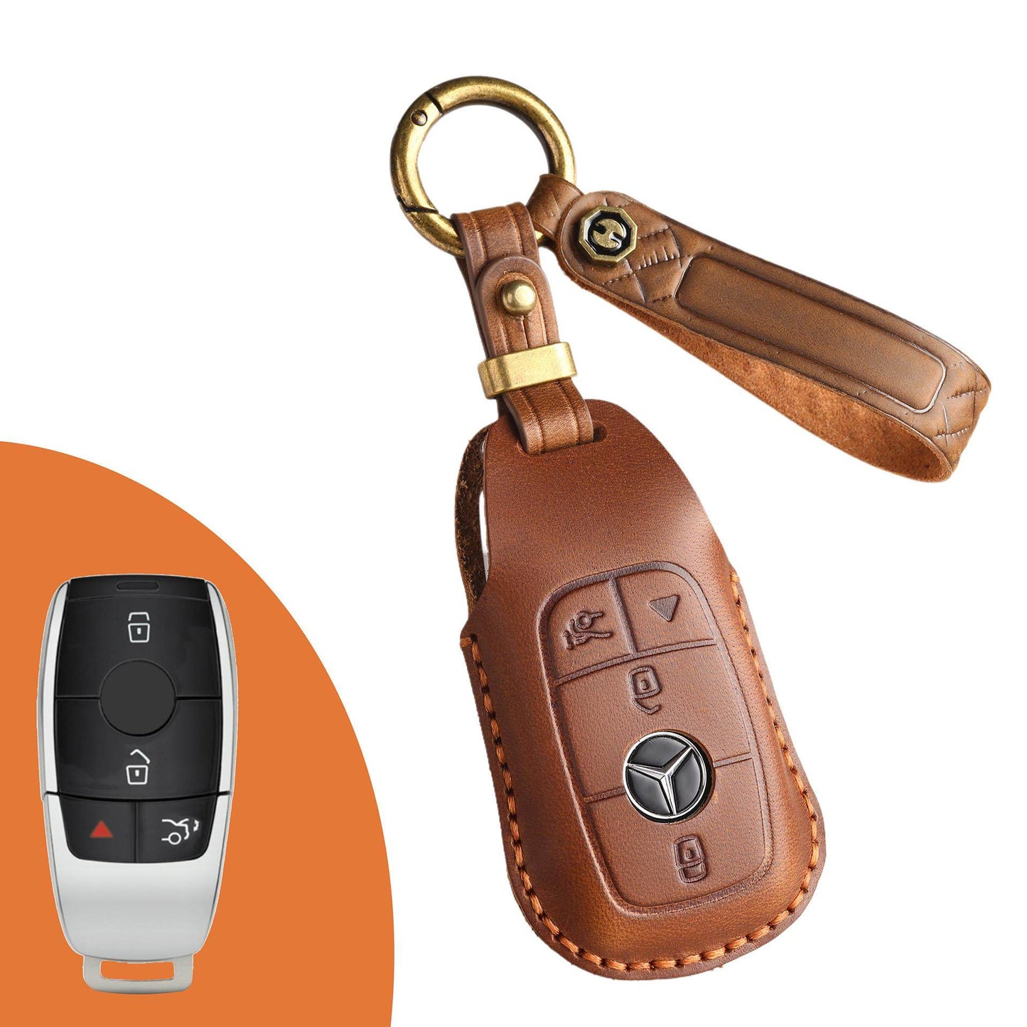 KAKAVY Top Grain Leather Mercedes Key Case detail image 14