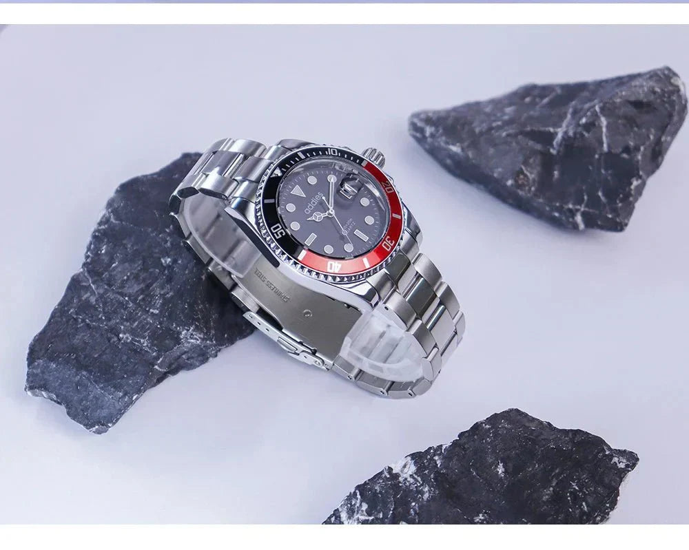 Montre de sport à quartz TitanX Elite pour hommes – Montre de plongée de luxe en acier inoxydable étanche à 30 m | Relation masculine