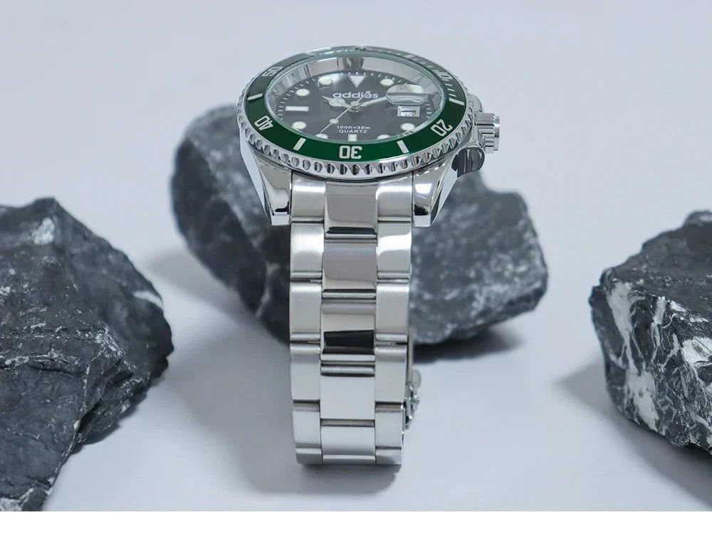 Montre de sport à quartz TitanX Elite pour hommes – Montre de plongée de luxe en acier inoxydable étanche à 30 m | Relation masculine
