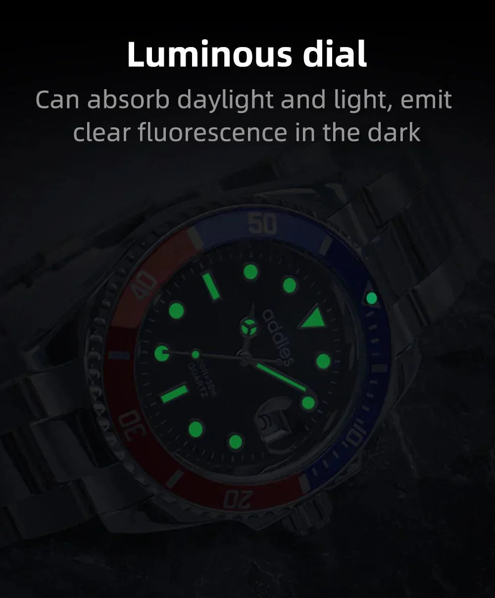 Montre de sport à quartz TitanX Elite pour hommes – Montre de plongée de luxe en acier inoxydable étanche à 30 m | Relation masculine